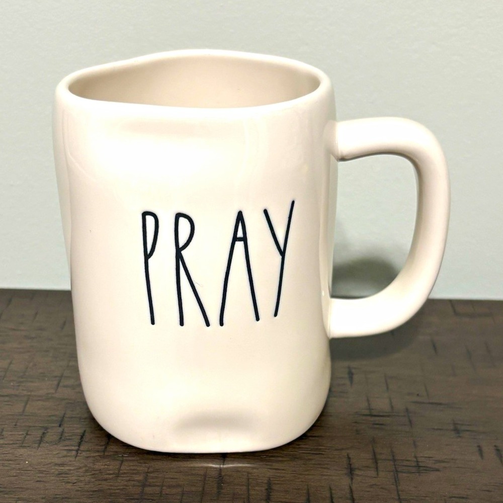Rae Dunn Artisan Collection PRAY White Ceramic Mug 16 oz 2021